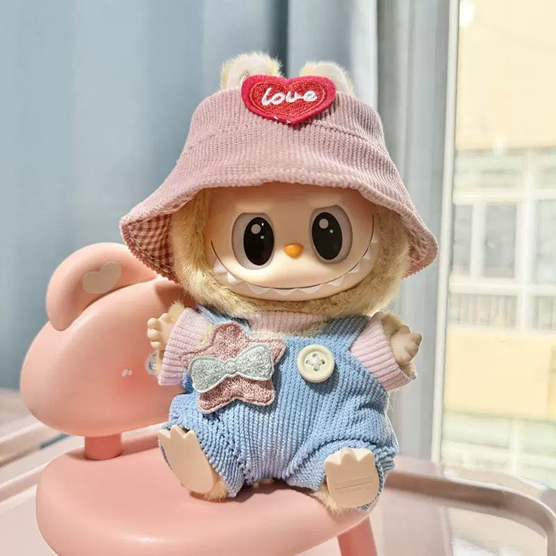 Labubu Clothes Corduroy Hat Overalls Set