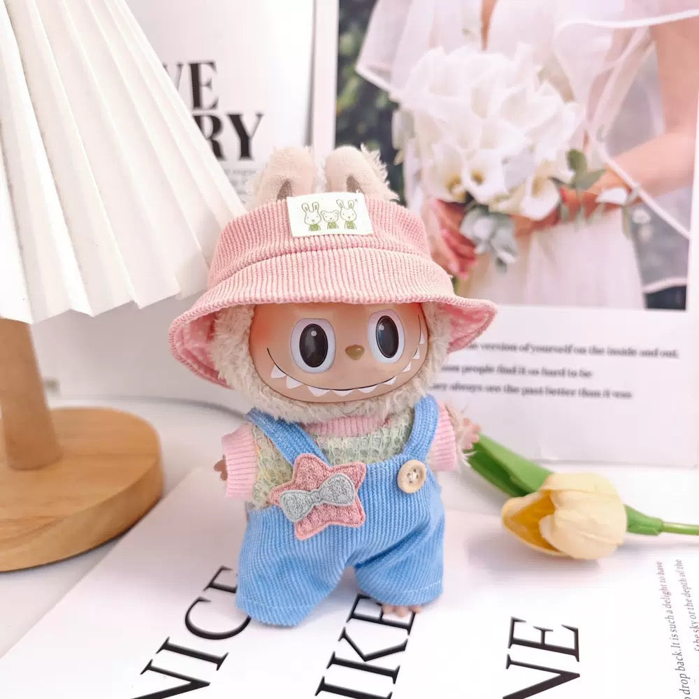 Labubu Clothes Corduroy Hat Overalls Set